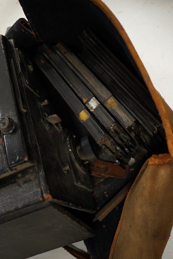 A Dallmeyer plate camera and five Thornton Pickard plates